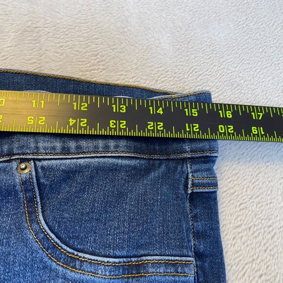 Spanx Womens Skinny Jeans Large Mid-Rise Distressed Hem Frayed Stretchy Denim Bl - Picture 6 of 16